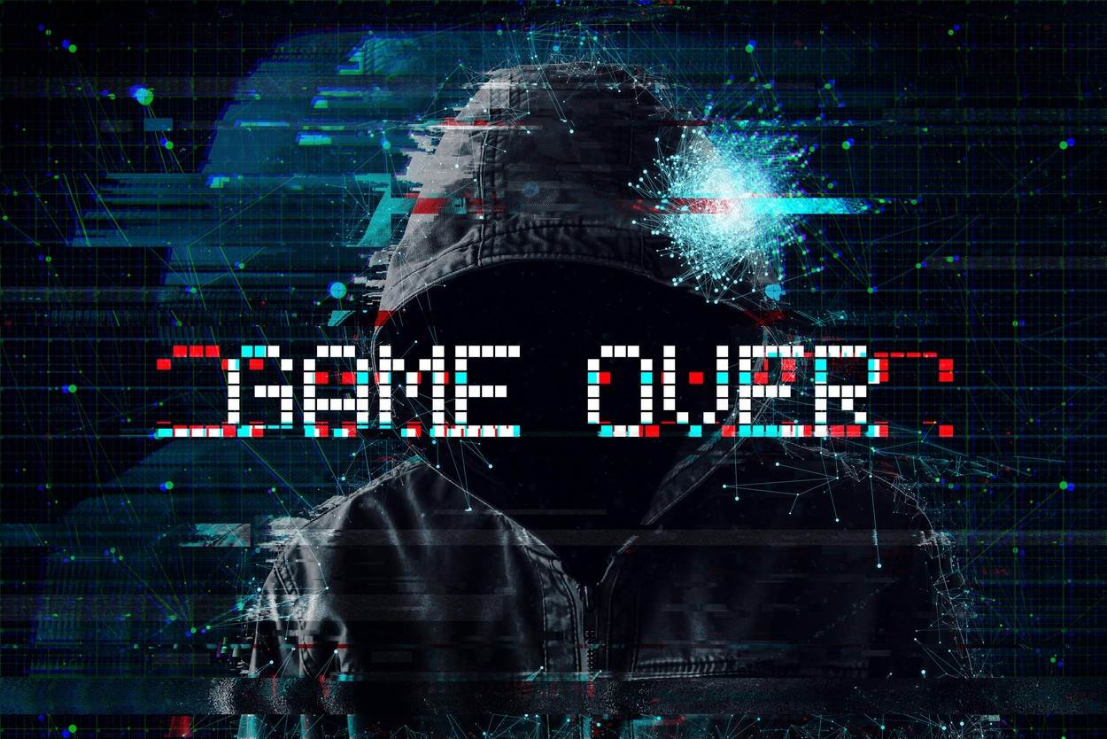  game over;concept;hooded;video game;glitch;effect;one person;gamer;digitally generated image;computer graphics;play;ending;computer;digital;pixel;retro;arcade;gaming;graphic;final;technology;finish;player;abstract;console;electronic;entertainment;pixelated;glitched;hacker;computer game;life;the end;alamyunknown;NOT_EDITORIAL_ONLY 