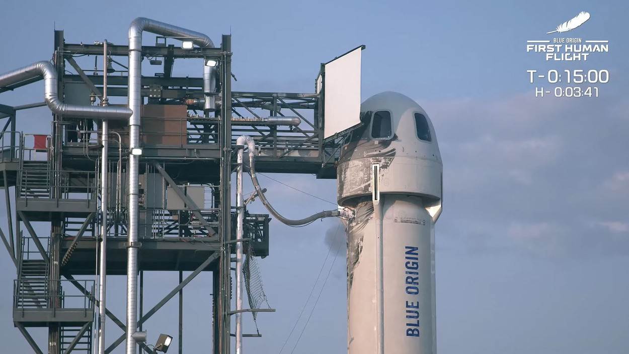  ROCKET-SPACE;SCREEN GRAB;LAUNCH SITE;SPATIAL TOURISM;travel;tourism;scientific exploration;space programme;manufacturing and engineering;aerospace;leisure;research;economic sector;economy;business and finance;lifestyle and leisure;science and technology;US;space;TOURISM;BlueOrigin;category_code_fin;category_code_lif;category_code_sci 